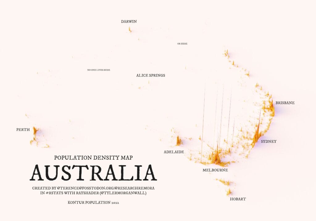 Australia population density map